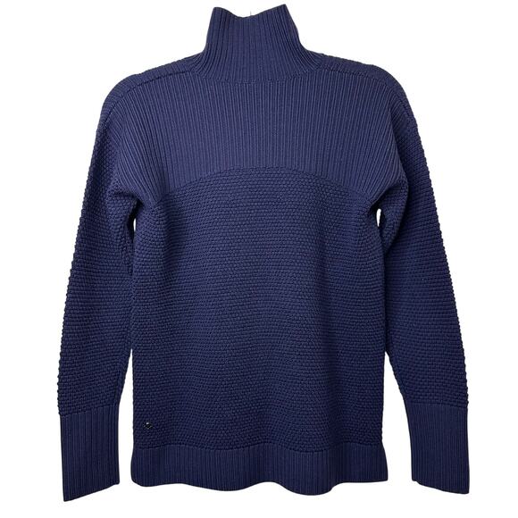 Sz 4 Lululemon Warm & Restore Mock Neck Sweater Navy Blue Merino Wool Knit Cozy - Picture 5 of 6